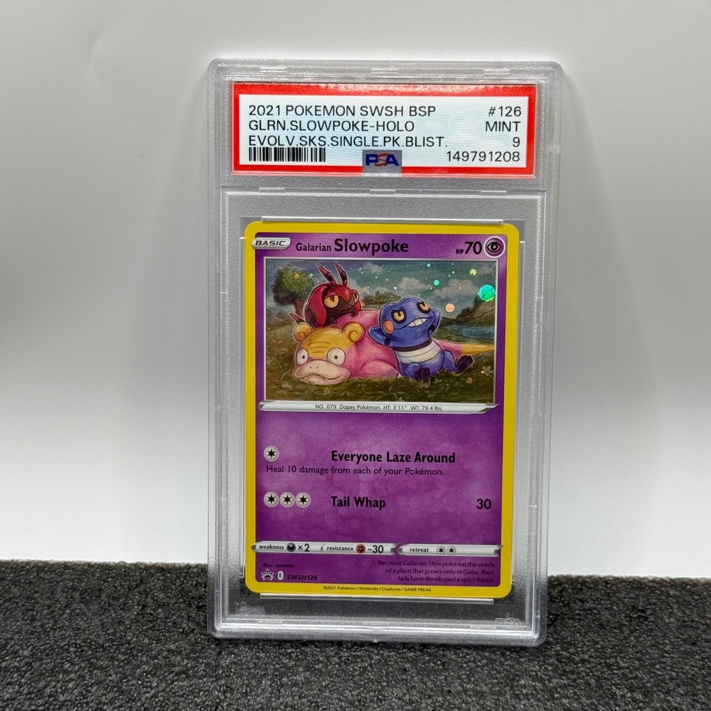 2021 Pokemon Galarian Slowpoke Holo SWSH #126 PSA 9 Mint Black Star Promo
